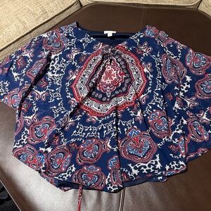 Westport Navy and Red Paisley Blouse